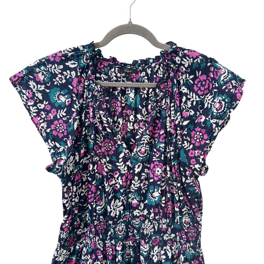 Rails Amellia Midi Dress in "Woodblock Floral" 100% Cotton Blue Size XL - Picture 6 of 13